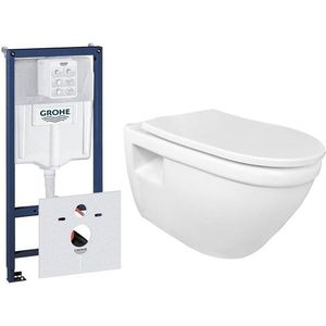 Nemo Go Flora toiletset 52x36x34cm zonder spoelrand wit met dunne softclose en takeoff zitting inclusief GROHE Rapid SL inbouwreservoir