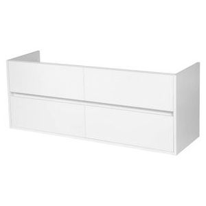 Saniclass Nexxt Wastafelonderkast - 140x46x55cm - 4 greeploze softclose lades - 2 sifonuitsparingen - MDF - mat wit 1245