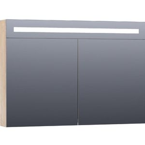 BRAUER Double Face Spiegelkast - 100x70x15cm - verlichting - geintegreerd - 2 links- rechtsdraaiende spiegeldeur - MFC - sahara 7371