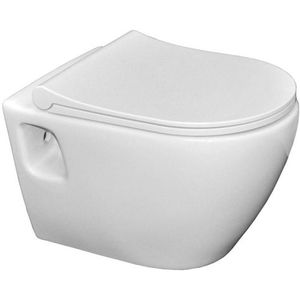 Sanicare Rondo wandcloset inclusief Rondo Slim toiletzitting 51x36cm keramiek wit SK5508SL-SK5508