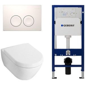 Villeroy & Boch Subway 2.0 Toiletset met basic zitting, UP100 reservoir en Delta 25 Wit Knop 0124005/SW730486/0701174/ga75539/