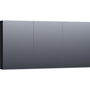 BRAUER Plain Spiegelkast - 140x70x15cm - 3 links- en rechtsdraaiende spiegeldeuren MDF - mat zwart SK-PL140MZ