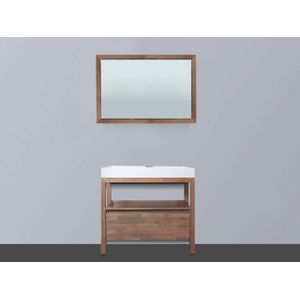 BRAUER Natural Wood badkamermeubelset 80cm grey oak met wastafel wit 1 kraangat inclusief spiegel sw3034/sw3155/sw3908/