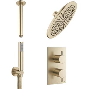 Crosswater MPRO Regendoucheset Inbouw - 30cm hoofddouche - plafondarm - staafhanddouche - geborsteld messing sw209264/sw209270/sw209275/sw385371/sw385437/