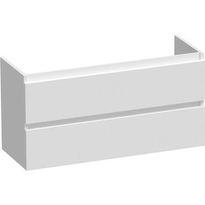 BRAUER Solution Small Wastafelonderkast - 100x39x50cm - 2 softclose greeploze lades - 1 sifonuitsparing - MDF - mat wit 1755