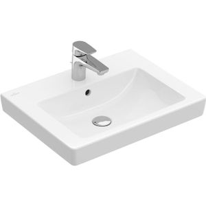 Villeroy & Boch Subway 2.0 wastafel 55x47cm 1 kraangat met overloop ceramic+ wit 711355R1