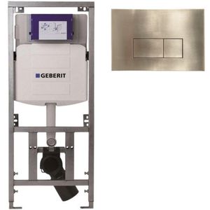 Geberit Inbouwreservoir - UP320 - QeramiQ metal bedieningsplaat - dualflush - rechthoekige knoppen - metaal goud geborsteld SW706201 0701131