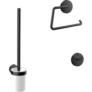 Emco - Round Accessoireset - Toiletrolhouder - Toiletborstelset - Haak - Mat Zwart