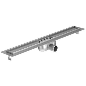 Aco ShowerDrain C douchegoot rvs m.vloerflens z.rooster, 70mm breed, stankslot 50mm 1085mm inb.diepte 92mm m.zijuitloop 2131389