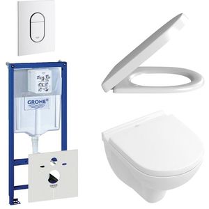 Villeroy & Boch O.Novo toiletset - compact - met inbouwreservoir - softclose en quickrelease zitting - bedieningsplaat verticaal wit 0729205/0729242/0124162/0124182/