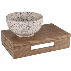 Differnz - Fonteinset - Rechthoek - Zwart/Wit Terrazzo Waskom - Bruin Eiken