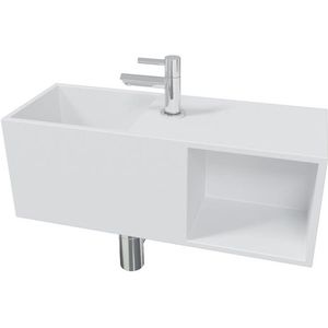 Wiesbaden Julia fonteinset solid surface met nis 54x20x20cm mat wit incl. Amador fonteinkraan chroom 36.4082 - 22.3701 - 32.3535 - sw696218 - sw696209