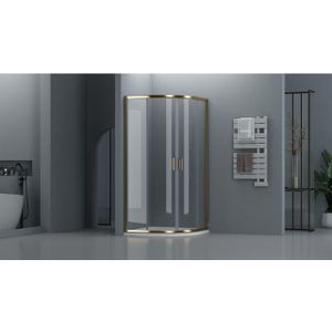 Adema Dawn Douchecabine - 80x80x185cm - kwartrond - goud mat SW1381732