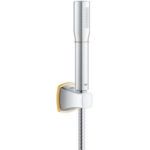 GROHE Grandera badset stick met handdouche 1 straalsoort wanddouchehouder en doucheslang 150cm chroom/goud 27993IG0