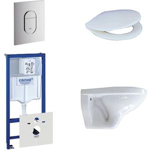 Adema Classico toiletset bestaande uit inbouwreservoir, toiletpot, toiletzitting en bedieningsplaat verticaal chroom 0729205/0729240/4345100/0261520/