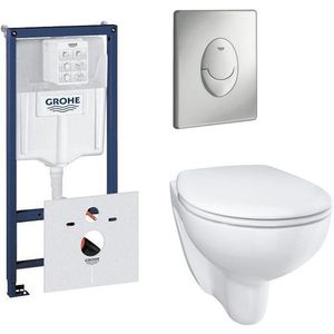 GROHE Bau keramiek toiletset met spoelrandloos en diepspoel inclusief inbouwreservoir en bedieningspaneel wit 0729121/0729205/sw205846/