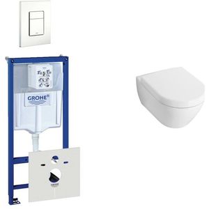 Villeroy & Boch Subway Compact Toiletset - inbouwreservoir - diepspoel wandcloset - bedieningsplaat verticaal/horizontaal - wit 0720003/0729205/1024232/1025456/