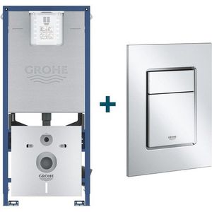 GROHE Rapid SLX inbouwreservoir met 3-in-1 set frame inclusief GROHE Skate cosmopolitan bedieningsplaat Chroom 0729160/sw107663/sw336183/