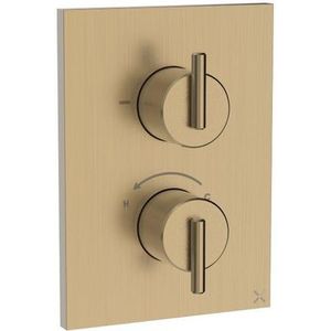 Crosswater 3ONE6 Inbouwthermostaat - thermostatisch - 2 functie - met inbouwdeel - geborsteld messing TLCB1500LBPSF