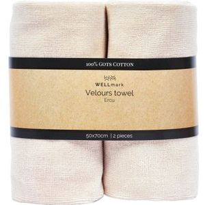 Velours handdoek - ecru 2 stuks