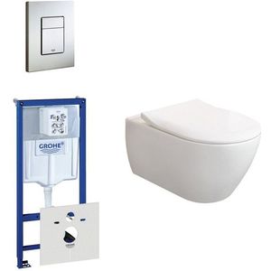 Villeroy & Boch Subway 2.0 ViFresh toiletset met slimseat softclose en quick release en bedieningsplaat horizontaal verticaal RVS 0729205/0720026/ga91964/sw60341/