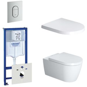 Duravit Starck Me Toiletset - inbouwreservoir - diepspoel - wandcloset - softclose - bedieningsplaat verticaal - mat chroom 0729205/0729241/0293433/0293435/