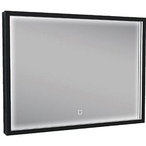 Wiesbaden Avi spiegel rechthoek met LED, dimbaar en spiegelverwarming 70 x 50 cm mat zwart 38.4190