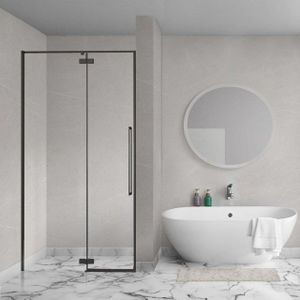 Aqua Vista Oria Linea nisdeur - 110x200cm - incl. montageset - Mat zwart SW1186289/SW1175900