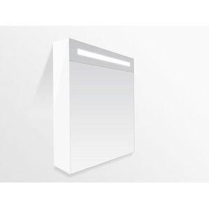 BRAUER Double Face Spiegelkast - 60x70x15cm - verlichting - geintegreerd - 1 rechtsdraaiende spiegeldeur - MDF - hoogglans wit 7070R