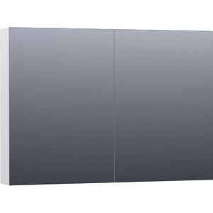 BRAUER Plain Spiegelkast - 100x70x15cm - 2 links/rechtsdraaiende spiegeldeuren - MDF - hoogglans wit SK-PL100HW