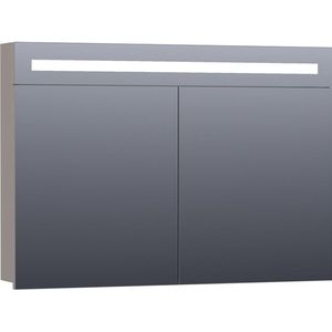 BRAUER 2.0 Spiegelkast - 100x70x15cm - verlichting geintegreerd - 2 links- en rechtsdraaiende spiegeldeuren - MDF - mat taupe 7301