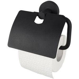 Haceka Kosmos Toiletrolhouder - met klep - mat zwart 1208518