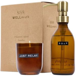 Wellmark Discover giftset - handzeep en geurkaars - bruin glas 8720828222799