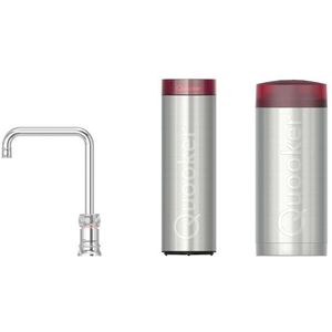 Quooker Classic Nordic Square kokendwaterkraan - draaibare uitloop - Combi incl. Cube reservoir - Warm / kokend / bruisend / gefilterd water - Chroom 22CNSCHR-CUBE