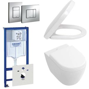 Villeroy & Boch Subway Compact Toiletset - directflush - inbouwreservoir - diepspoel wandcloset - bedieningsplaat verticaal/horizontaal - chroom 0720001/0729205/1024232/1025456/