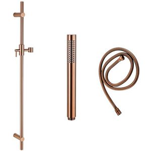 Fortifura Calvi glijstangset met staafhanddouche, metalen doucheslang Geborsteld koper PVD SW970053/SW970046/SW970048