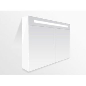 BRAUER Double Face Spiegelkast - 120x70x15cm - verlichting - geintegreerd - 2 links- rechtsdraaiende spiegeldeur - MDF - hoogglans wit 7073