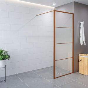 Saniclass Colorem inloopdouche/zijwand 100x200cm 8mm helder nano coating glas met frame geborsteld koper R-BC-2120-100-FFF