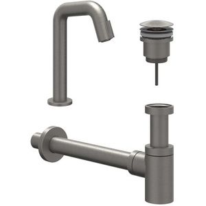 IVY Fonteinset - Contour - opbouw - laag - always open plug - Geborsteld metal black PVD 6901456