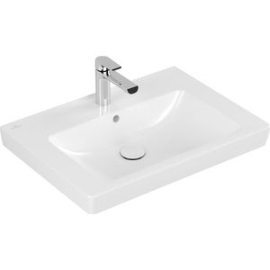 Villeroy & Boch Subway 2.0 wastafel geslepen 65x47cm met kraangat met overloop ceramic+ wit 7113KGR1