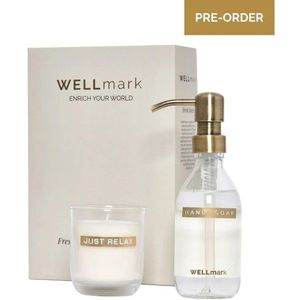 Wellmark Discover giftset - handzeep en geurkaars - fresh linnen - helder glas 8720938454592