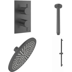 Crosswater MPRO Inbouwdoucheset - 30cm hoofddouche - plafondarm - glijstangset - ronde handdouche - gunmetal SW928287 SW968399 SW928216 SW385437 SW928250 SW928