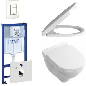 Villeroy & Boch O.Novo toiletset - inclusief inbouwreservoir - softclose & quickrelease zitting - bedieningsplaat verticaal/horizontaal wit 0720003/0729205/0124162/0124182/