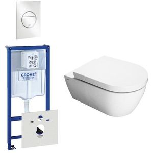 QeramiQ Salina toiletset bestaande uit inbouwreservoir, toiletpot, toiletzitting en bedieningsplaat wit 0434353/0729205/sw1271/