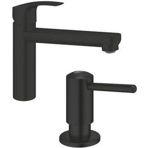 GROHE Eurosmart Keukenkraanset - 22.2cm - draaibare uitloop - zeepdispenser - matte black SW1077332/SW1077401
