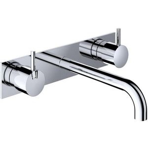 Hotbath Cobber inbouw wastafelkraan met achterplaat en 18cm uitloop verouderd ijzer CB006TEXT18AI / HBCB005T