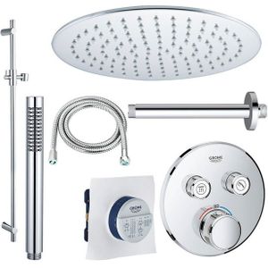 GROHE Grohtherm Regendoucheset opbouw - hoofddouche 25cm - 2 functies - handdouche staaf 1 stand - plafondarm - glijstang 90 cm - chroom sw105953 SW104917  SW720552 SW496810 SW767373 SW76