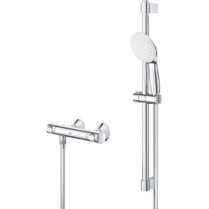 GROHE Grohtherm 500 Doucheset - thermostatische douchekraan - met glijstangset - 60cm - ronde handdouche - 1 straalsoort - chroom 34796001