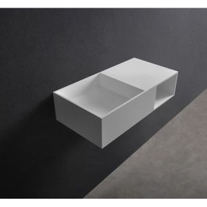 Ideavit Solidplan Wastafel 80x41x20cm rechthoek 0 kraangaten 1 wasbak Solid surface wit 280175