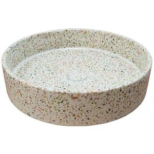 Ideavit Terrazzo waskom - 42.5x42.5x10cm - rond - met klikwaste - terrazzo - multi beige 290338-E13